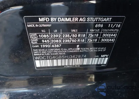 2017 Mercedes-Benz Gla 250 4Matic z USA, uszkodzony, nr VIN WDCTG4GB5HJ342874